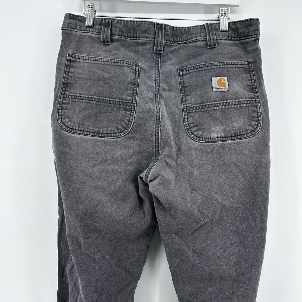 Carhartt Faded Grey Work Pants 34x36 Distressed Repair Grunge Workwear Carpenter